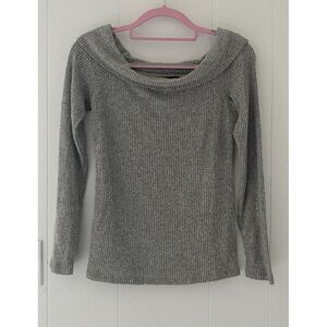 Abercrombie & Fitch Medium Soft Cozy Small Gray Ribbed Cowl Off Shoulder